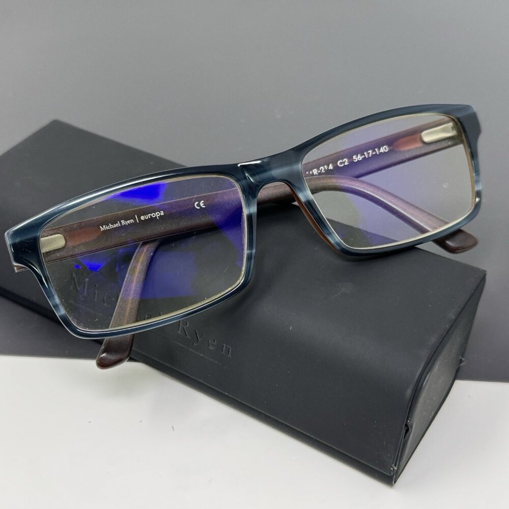 Micheal Ryen MR-214 C2 Blue  Mens Rectangle Eyeglasses 56-17-140